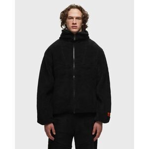 HERON PRESTON Jacket Mens Small Black Zip Up Deep Pile POLAR FLEECE HOODIE $690